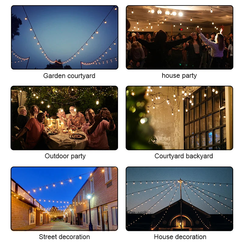 IP65 Commercial Grade 50FT LED Party Lighting Outdoor S14 String Lights For Patio Garden Holiday Wedding Light E27